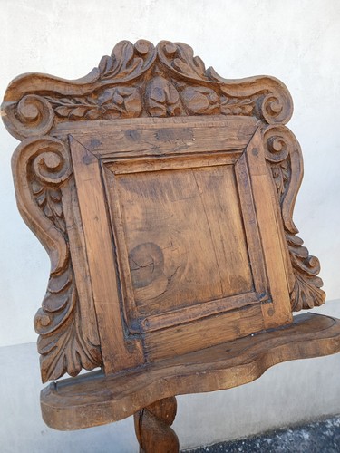 LEGGIO RUSTICO MONTANARO RICCO DI INTAGLI - COLONNA TORCIGLIONE - 1940 EMILIA - Foto 2 di 22