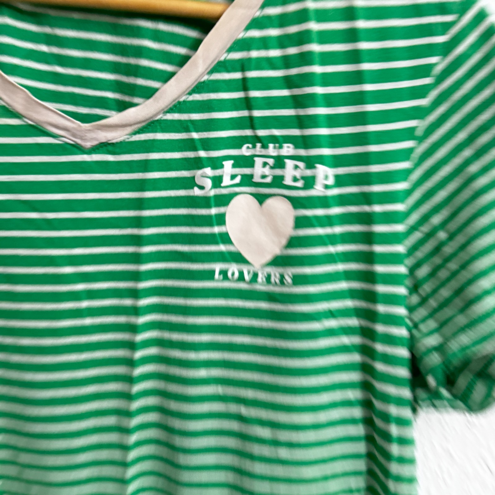Blue Motion+ "Club Sleep Lovers" Green Striped Nightshirt image 4
