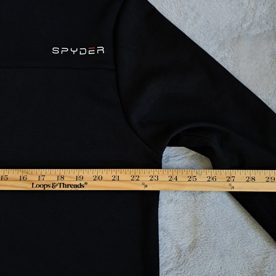 Sudadera con capucha Spyder negra con cremallera completa bolsillos elásticos talla grande para hombre Foto 3 de 4