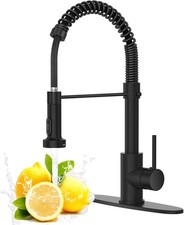 Black Kitchen Faucet with Pull down Sprayer, High Arc Spring 304 Stainless Steel