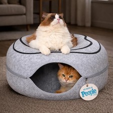 Peekaboo Cat Cave Donut Cat Tunnel Bed for Indoor Cats   Cute Patterns Hidea...
