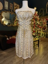 Sherri Hill Strapless Beaded Sequin Rhinestone Cocktail Dress Size 4