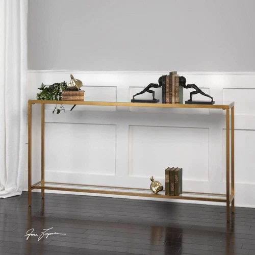 Hayley 60" Glass and Gold Console Table by  - Elegant Home Accent - Picture 5 of 8