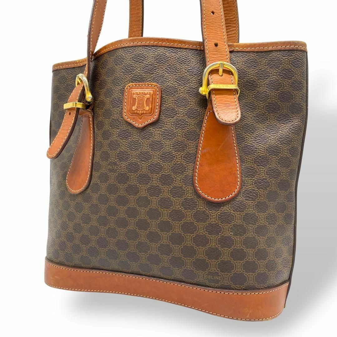 CELINE Macadam Brown PVC Leather A4 Tote Bag from Japan