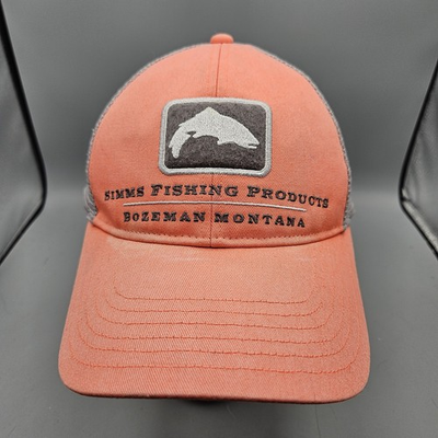 #ad #ad Simms Fishing Hat Salmon Pink SnapBack Adjustable Mesh Bozeman Outdoors Cap $11.04