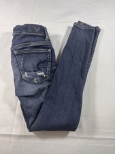 American Eagle Sz 00 Short Jegging Super Stretch Skinny Jeans Medium Distressed