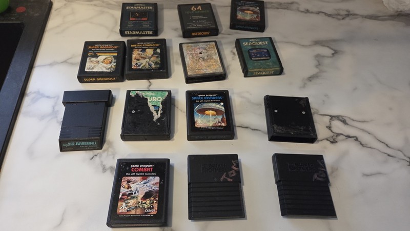 Lot Of 14 Atari Games Missle Command Combat Space Invaders Seaqueat Baseball 
