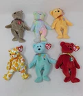 Lot of 6 Vintage Ty Beanie Baby Teddy Bears - 1999 Signature, Groovy, Sunny