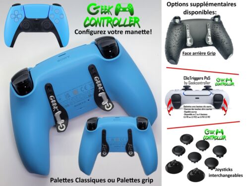 Manette Sony Ps5 Starlight Blue + Palettes Classiques/Grip type Burn/Scuf/Geek - Picture 1 of 8