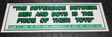 The Difference Between Men And Boys Is The Price Of Their Toys Bumper Sticker