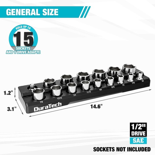 DURATECH 1/4"/3/8"/1/2" Magnetic Sockets Organizer Set Socket Holders SAE/Metric - Picture 8 of 32