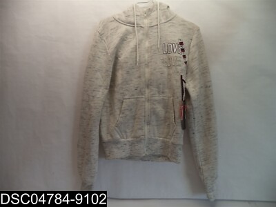NWT: Size Juniors Large Roma Concept Oat Gray Love Zip Up Hoody Jacket
