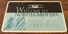 Welcome to North Carolina Booster License Plate First in Flight Biplane Wright