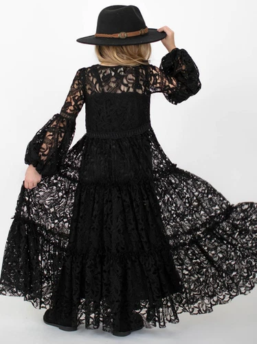 Girls Lace Long Sleeve Pink Dress Baby Kids Bohemia Princess Party Costumes - Picture 19 of 28