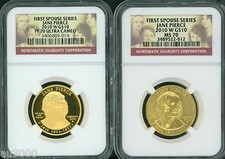 2010-W $10 GOLD SPOUSE JANE PIERCE NGC PR70 PF70 & MS70 2-Coins SET !!!