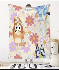 Bluey Super Soft Blanket kids throw 50x60 new blanket yellow with flowers