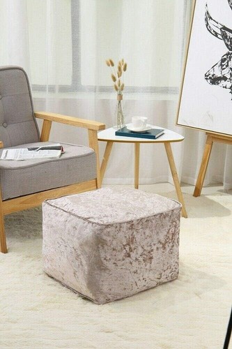 Crushed Velvet Bean Bags Cube Foot Stool Rest Pouffe Ottoman Bean Bag 13 Colours - Picture 29 of 62
