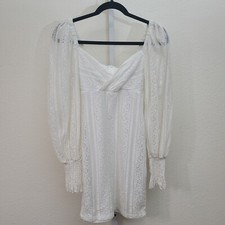 Morning Mist Dress Size 6 Empire Lace Off White Lined Balloon Sleeves NEW