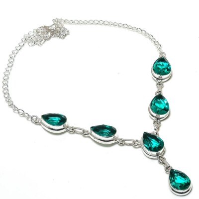 Tourmaline Gemstone Handmade 925 Sterling Silver Jewelry Necklace Size 18''