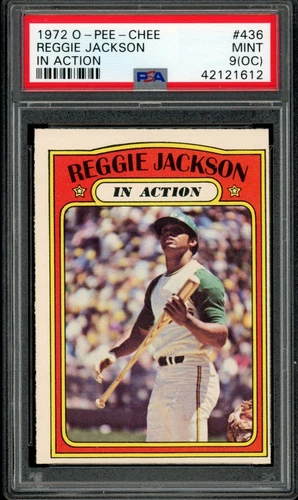 1972 TOPPS OPC O PEE CHEE BASEBALL #436 REGGIE JACKSON HOF I A PSA 9 MINT oc A'S