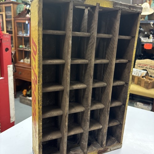 Vintage Dr. Pepper 24 Bottle Yellow Wood Crate Carrier Red lettering - NICE! - Picture 16 of 22