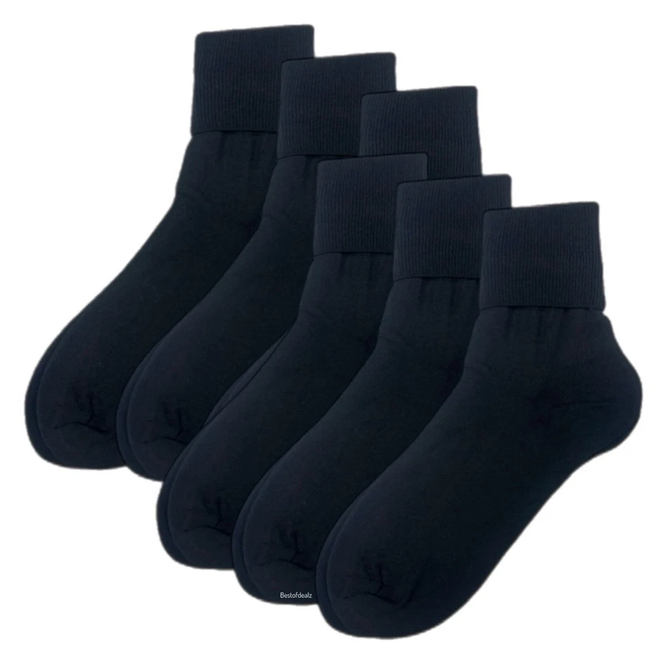 Buster Brown 6 pares de calcetines tobilleros finos negros para mujer 100 % algodón talla 11/L Foto 2 de 4