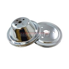 Chrome Steel Pulley Set SBC Chevy 283-350 Short Water Pump Single 1 Groove SWP