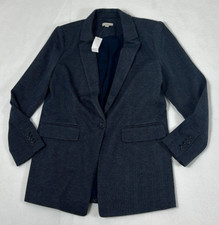 Loft Blue Roni Herringbon Single-Breasted Blazer Long Sleeve Womens Size 12