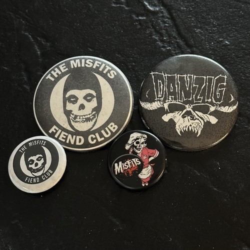 3 Rare Misfits Pins/Buttons & 1 Danzig Button - Fiend Club (Samhain/Danzig)