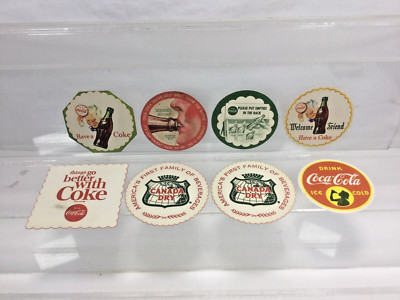 Coca-Cola 8 Coasters Sprite Boy Canada Dry Empties In The Rack  