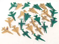 Vintage 3" Green & Tan Plastic Fighter Jets Airplanes (25)