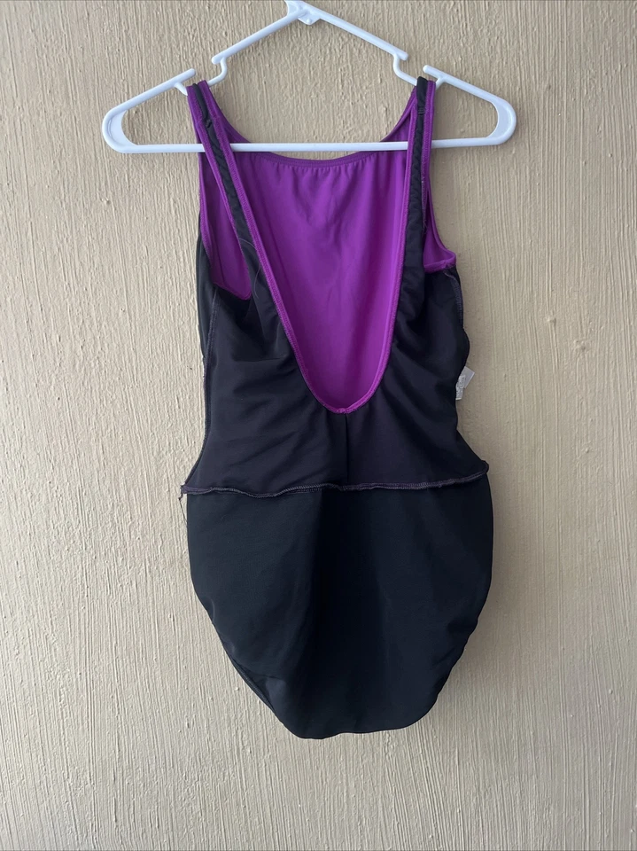 Traje de baño Shape FX de una pieza para mujer 12 negro púrpura traje de baño bloque de color adelgazante Foto 4 de 4