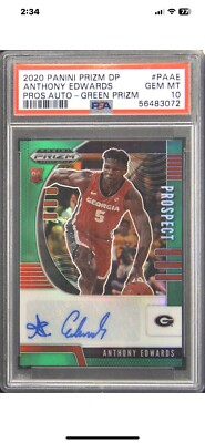 ANTHONY EDWARDS PSA 10 AUTOGRAPH RC Panini Prizm Rookie Card ANTHONY EDWARDS PSA 10 AUTOGRAPH RC Panini Prizm Rookie Card