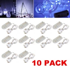 10 Pack 6.6ft 20 LEDs Battery Operated Mini LED Copper Wire String Fairy Lights