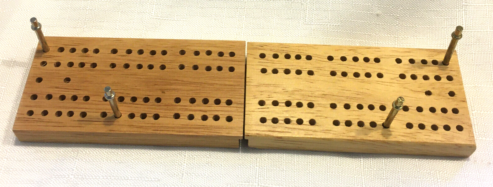 Mini Travel Wooden Cribbage Board 2 Player Folding Board W/ Storage 4 Metal Pegs-image