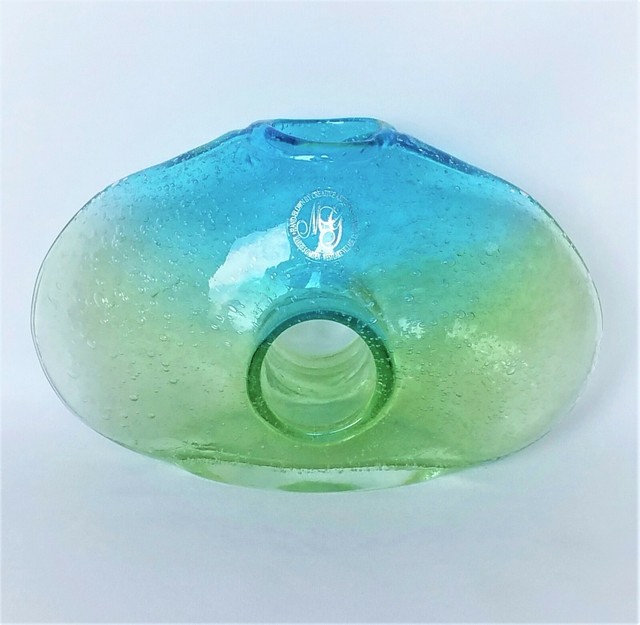 Vintage Vase Margies Garden Hand Blown Ombre Seeded Glass Donut Hole