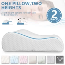 2 Pack Memory Foam Pillow Sleeping Contour Pillows Neck Support Orthopedic 