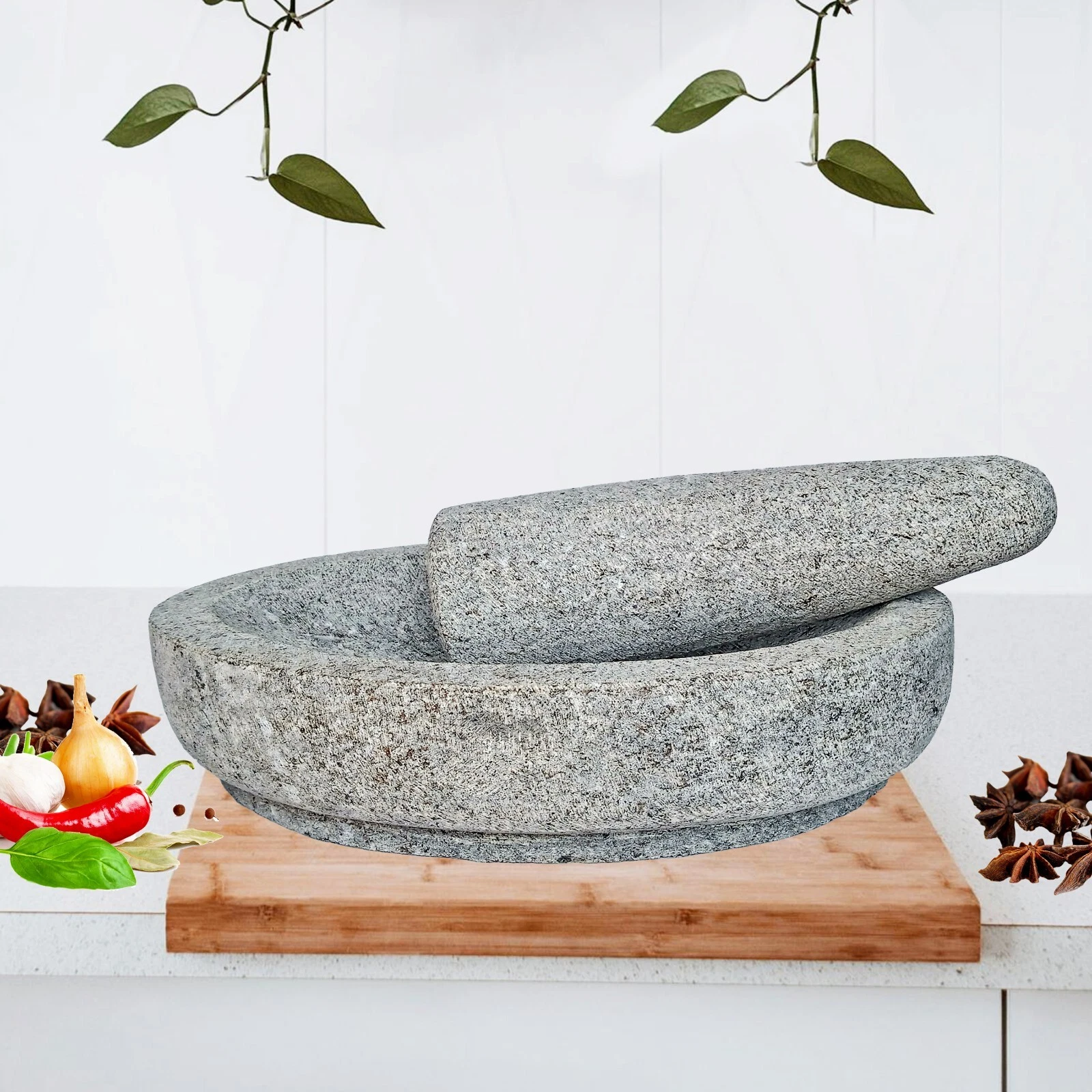 Big Size Traditional Grinding Stone, Kalvam, Mortar & Pestle, for Herbs & Spices