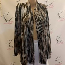 Kasper. Size Medium. Stretch Open Front Abstract Cardigan Jacket. B45