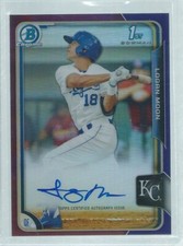 LOGAN MOON 2015 BOWMAN CHROME 1ST ON CARD AUTO PROSPECT PURPLE REFRACTOR #D /250
