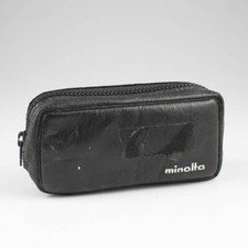 Minolta 16 - Black Leather Zippered Camera Case - w/ Snap Belt Flap- Vintage