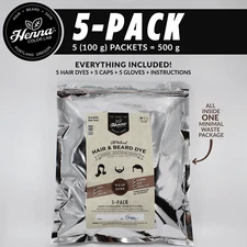 PACK OF 5 Medium Brown Henna Hair & Beard Dye | 100% Natural | Henna Color Lab 