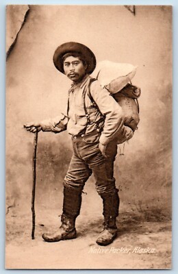 Alaska Postcard Native Packer Exterior View Man c1910 Vintage Antique Unposted