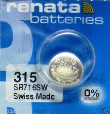 Renata 315 Silver Oxide Watch Battery 10 Pcs
