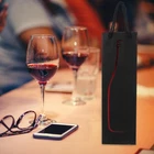 Felt Wine Bottle Tote 15.35in Reusable w Rope Handle, Wine & Beer Bottles 12pcs photo 3