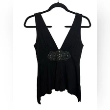 Bordeaux Vintage Y2K Fairycore Embellished Asymmetrical Top Women's Size Small