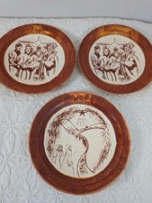 Vintage 12 Inch Nativity and Three Kings Ceramic Religious Large Plate Set