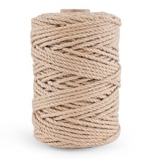 Natural Jute Twine 656ft 4mm,3Ply Twisted Thick Twine Rope Strong 4mm-656ft