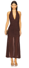 Revolve Bardot Sephera Halter Mesh Midi Dress brown size 4 NWT $149msrp