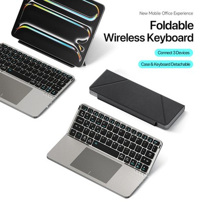 DUX DUCIS Foldable Bluetooth Keyboard with Touchpad Phone Holder iOS Android